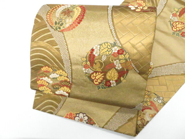 樂天商城 - 【中古】袋帯 六通柄 花丸文様 正絹 美品 26b03-232【リサイクル】 IDnet