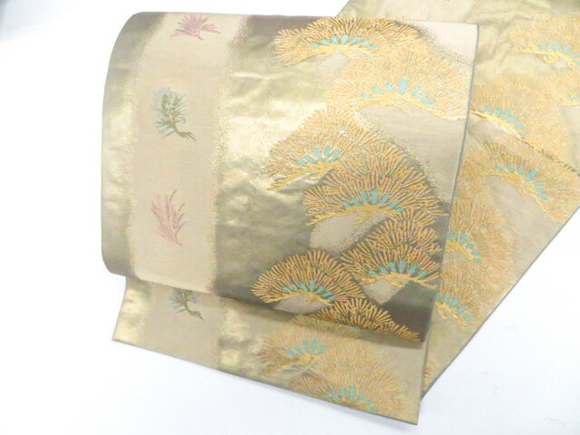 樂天商城 - 【中古】袋帯 六通 金糸 松 正絹 26b03-247【リサイクル】 IDnet