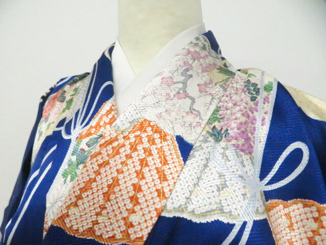 樂天商城 - 【中古】リサイクル着物 小紋 地紋入り 花扇 正絹 着物 美品正絹 身丈約167.0cm 裄丈約70.0cm 26z03-1553【リサイクル】 IDnet