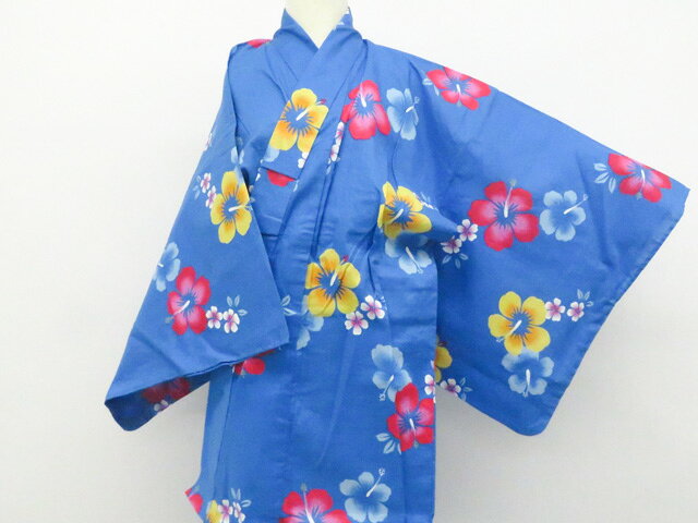【中古】リサイクル着物 浴衣 ハイビスカス柄 着物 美品 身丈約164.5cm 裄丈約66.0cm r8z03-83【リサイクル】 IDnet