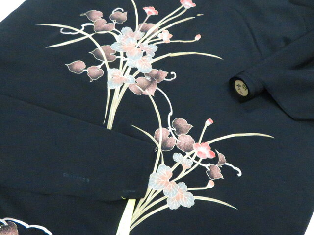 Haori - 【中古】リサイクル着物 黒絵羽コート 反物 金彩 未仕立て 未使用品 正絹 美品 26w03-3876【リサイクル】 IDnet