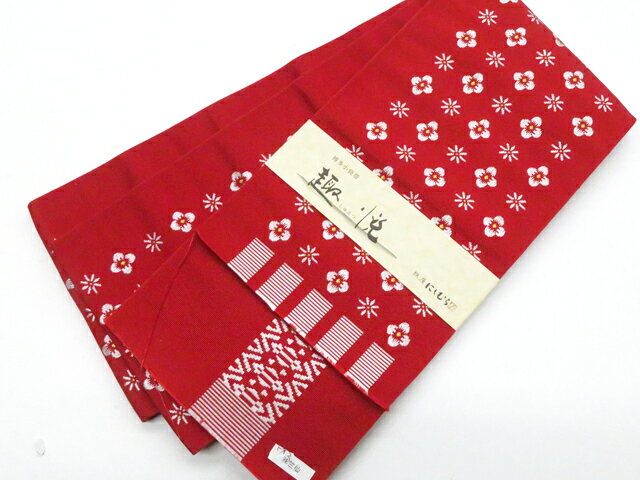 【中古】半幅帯 小袋帯 本場筑前博多織 未仕立て 花 正絹 未使用品 美品 r8w03-145【リサイクル】 IDnet