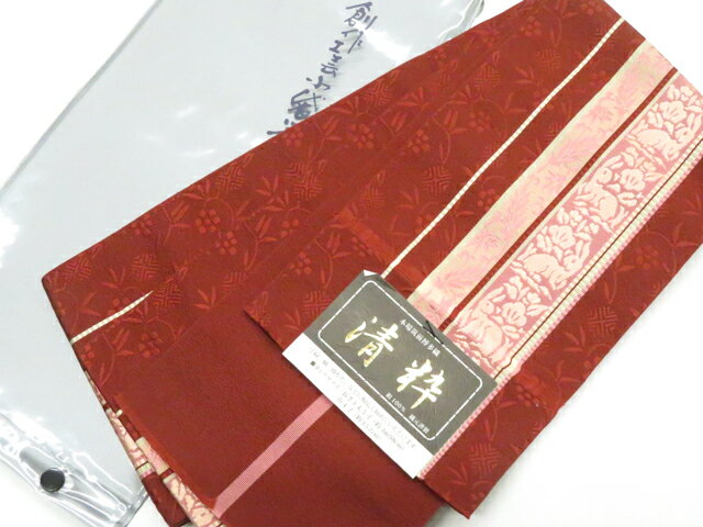 Half-Width Cloth - 【中古】半幅帯 小袋帯 本場筑前博多織 正絹 未使用品 美品 r8w03-148【リサイクル】 IDnet