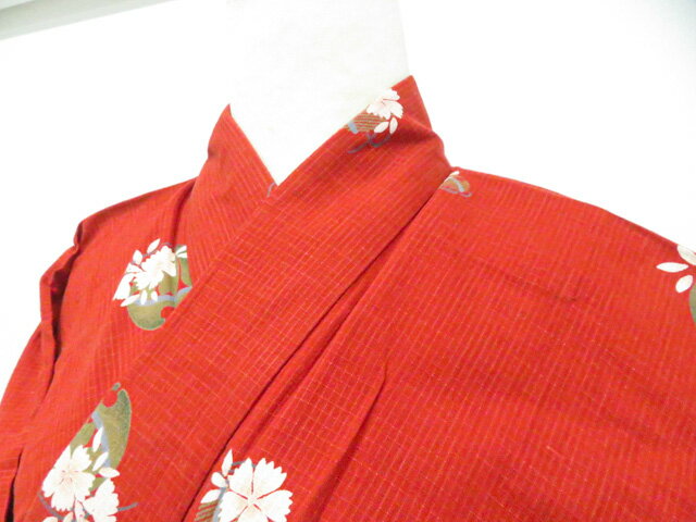 樂天商城 - 【中古】リサイクル着物 浴衣 綿紅梅 桜 着物 身丈約152.5cm 裄丈約66.5cm 26z03-1630【リサイクル】 IDnet