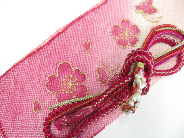 樂天商城 - 【中古】和装小物 帯締め帯揚げセット 振袖用 丸組 金糸 総絞り 飾り付 美品 帯締 帯揚 26w04-4592【リサイクル】 IDnet