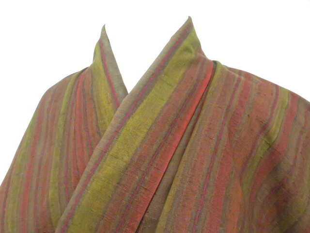 樂天商城 - 【中古】リサイクル着物 紬 縞 着物 正絹 身丈約156.0cm 裄丈約62.5cm 26z04-1934【リサイクル】 IDnet