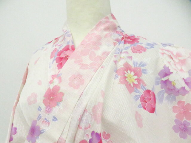 Rakuten - 【中古】リサイクル着物 浴衣 金彩 綿紅梅 花 未使用品 着物 美品 身丈約170.0cm 裄丈約68.5cm 26z04-2026【リサイクル】 IDnet