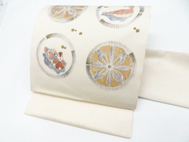 Other - 最大88%OFF【中古】九寸名古屋帯 お太鼓柄 金彩 鴨 花 正絹 26b04-366【リサイクル】 IDnet