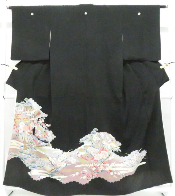 樂天商城 - 【中古】リサイクル着物 黒留袖 相良刺繍 五つ紋 比翼仕立て 着物 正絹 身丈約161.0cm 裄丈約62.0cm 26z04-2104【リサイクル】 IDnet