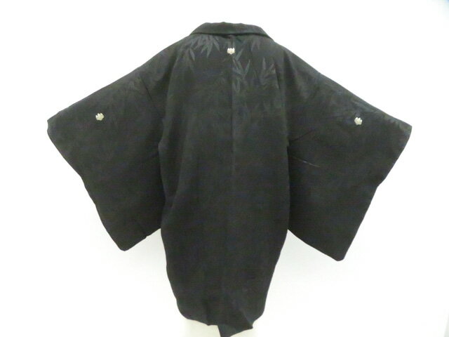 Haori - 【中古】リサイクル着物 羽織 黒羽織 昭和レトロ 三つ紋 羽織紐別売 着物 正絹 身丈約85.0cm 裄丈約62.5cm 26z04-2107【リサイクル】 IDnet