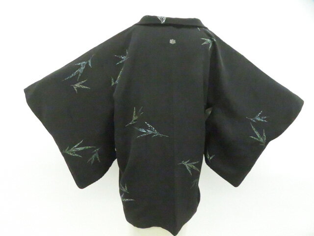 Haori - 【中古】リサイクル着物 羽織 黒羽織 縫い紋 羽織紐付 着物 正絹 身丈約78.0cm 裄丈約62.5cm 26z04-2113【リサイクル】 IDnet