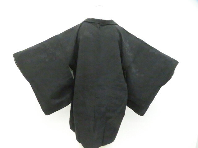 Haori - 【中古】リサイクル着物 羽織 黒羽織 地紋入 仕付け付 羽織紐別売 未使用品 着物 正絹 美品 身丈約82.5cm 裄丈約63cm 26z04-2115【リサイクル】 IDnet