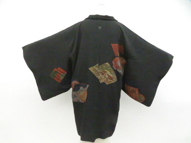 Rakuten - 最大88%OFF【中古】リサイクル着物 羽織 黒羽織 漆 縫い紋 羽織紐別売 着物 正絹 身丈約86.5cm 裄丈約62.0cm 26z04-2116【リサイクル】 IDnet