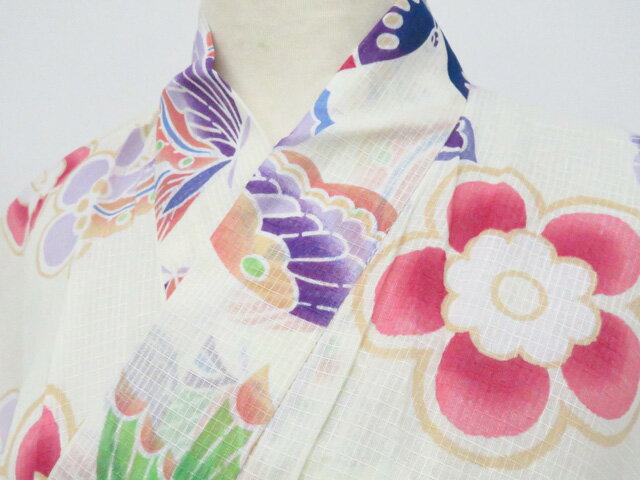 Summer Wear - 【中古】リサイクル着物 浴衣 未使用品 綿紅梅 蝶 着物 美品 身丈約159.0cm 裄丈約62.5cm 26z04-2145【リサイクル】 IDnet