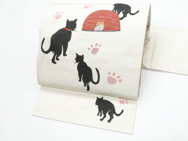 Nagoya Sash - 最大88%OFF【中古】九寸名古屋帯 オリジナル お太鼓柄 ネコ 猫 肉球 正絹 美品 r8b04-96【リサイクル】 IDnet