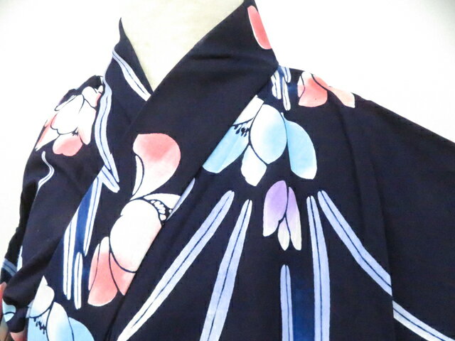 Summer Wear - 【中古】リサイクル着物 浴衣 コーマ地 花 着物 身丈約158cm 裄丈約66.5cm 26z04-2238【リサイクル】 IDnet