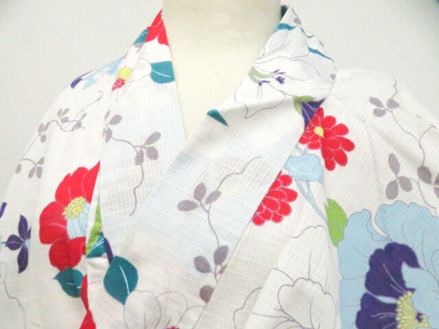Summer Wear - 【中古】リサイクル着物 浴衣 未使用品 綿紅梅 花 着物 身丈約157cm 裄丈約63cm 26z05-2393【リサイクル】 IDnet