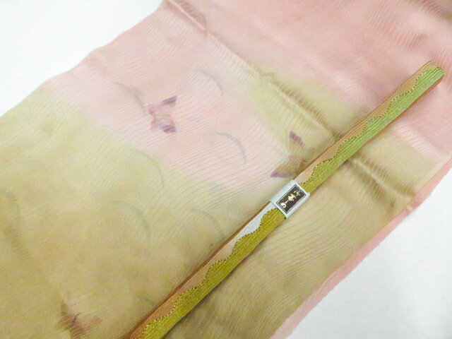 Kimono - 【中古】和装小物 帯揚げ帯締めセット 帯揚 帯締 暈し 蝶 高麗組 金糸 26w05-6725【リサイクル】 IDnet