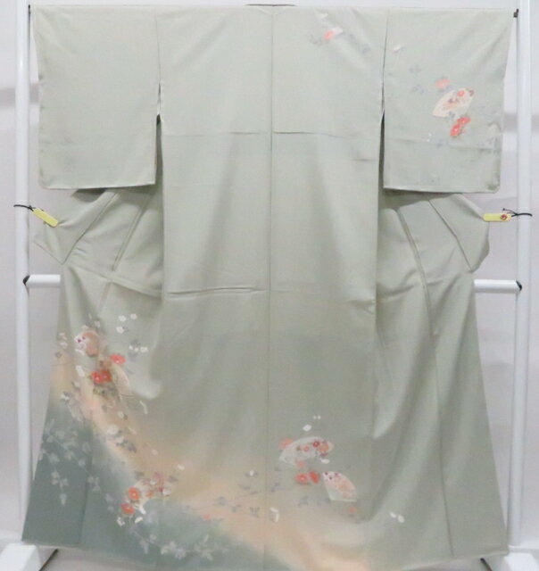 Rakuten - 【中古】リサイクル着物 訪問着 仕付け付 扇子に花　ぼかし 着物 正絹 身丈約162.5cm 裄丈約66cm 26z06-3131【リサイクル】 IDnet