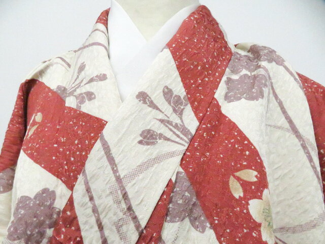 樂天商城 - 【中古】リサイクル着物 小紋 桜 着物 美品 身丈約163.5cm 裄丈約67cm 26z06-3185【リサイクル】 IDnet