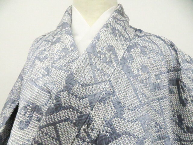 樂天商城 - 【中古】リサイクル着物 小紋 絞り 仕付け付 有栖川文様 着物 正絹 美品 身丈約153.5cm 裄丈約60.5cm 26z06-3186【リサイクル】 IDnet