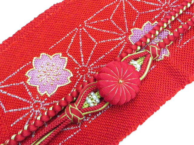 樂天商城 - 【中古】和装小物 帯揚げ帯締めセット 帯揚 帯締 未使用 振袖用 総絞り 金彩 丸組 金糸 撚り房 飾り付 美品 r8w06-529【リサイクル】 IDnet