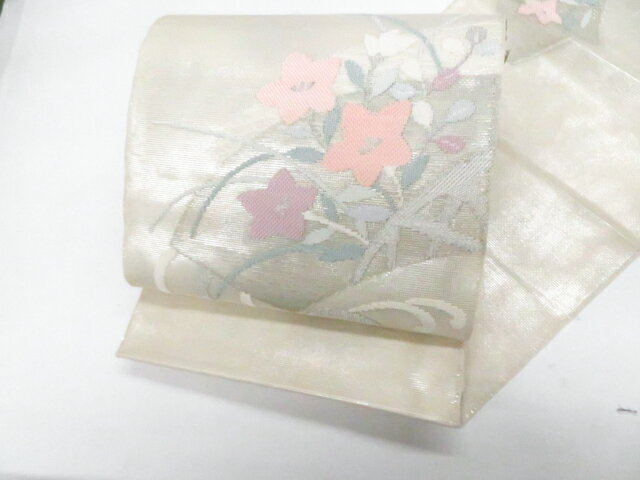 樂天商城 - 【中古】袋帯 お太鼓柄 夏物 花 正絹 美品 26b06-496【リサイクル】 IDnet