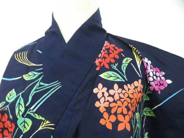 樂天商城 - 【中古】リサイクル着物 浴衣 花 ジュニア　 着物 美品 身丈約141.5cm 裄丈約60.5cm 26z06-3284【リサイクル】 IDnet