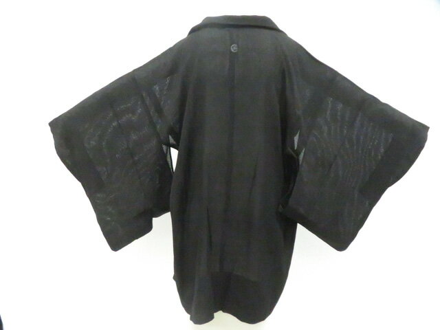 樂天商城 - 【中古】リサイクル着物 黒羽織 夏物 縫い紋 羽織紐付き 着物 正絹 身丈約80cm 裄丈約61cm 26z06-3382【リサイクル】 IDnet