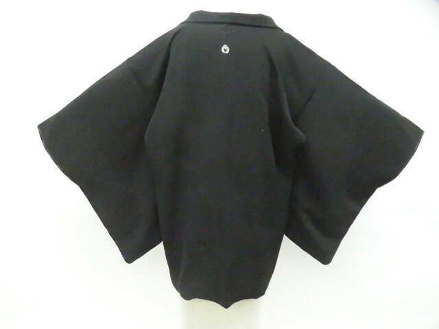 樂天商城 - 【中古】リサイクル着物 黒羽織 地紋入り 一つ紋 しつけ付 羽織紐なし 着物 正絹 身丈約75.5cm 裄丈約62.5cm 26z06-3399【リサイクル】 IDnet