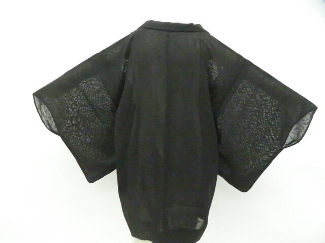 樂天商城 - 【中古】リサイクル着物 黒羽織 夏物 羽織紐付き 着物 正絹 身丈約80cm 裄丈約62cm 26z06-3402【リサイクル】 IDnet