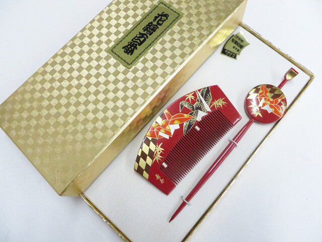 【中古】和装小物 櫛 簪 セット 作家物 箱入 未使用品 26w06-8525【リサイクル】 IDnet