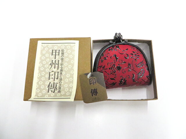 【中古】和装小物 和雑貨 未使用 がま口財布 印伝 印傳 箱付 美品 26w06-8997【リ...
