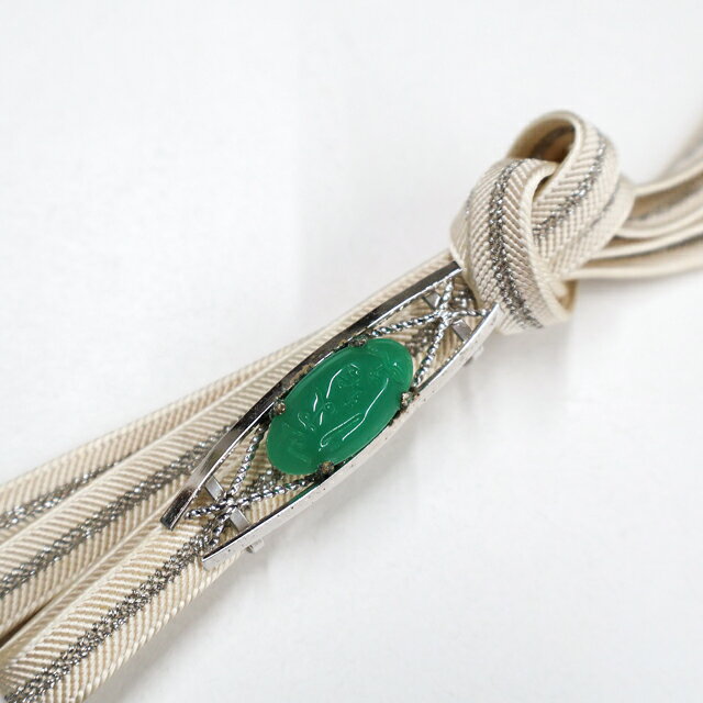【中古】和装小物 帯締め 帯締 平組 三分紐 銀糸 帯留付き 26w09-12886【リサイク...