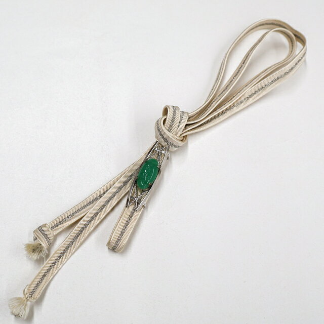 【中古】和装小物 帯締め 帯締 平組 三分紐 銀糸 帯留付き 26w09-12886【リサイク...