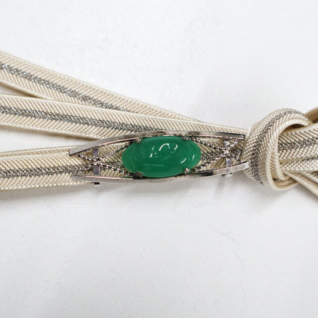 【中古】和装小物 帯締め 帯締 平組 三分紐 銀糸 帯留付き 26w09-12886【リサイク...