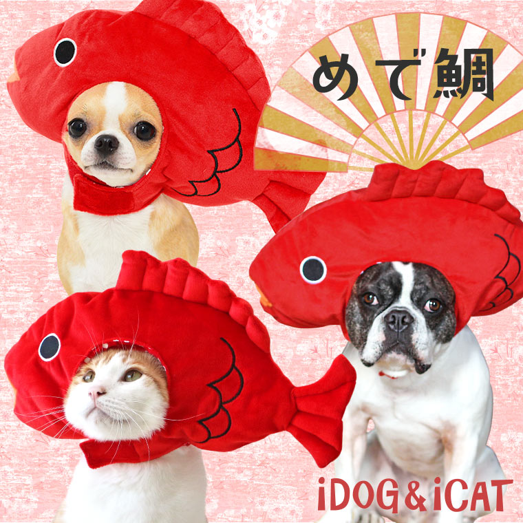 【新年 お正月 犬服】 iDog 変身かぶりものスヌード めで鯛 アイドッグ【あす楽対応 翌日...