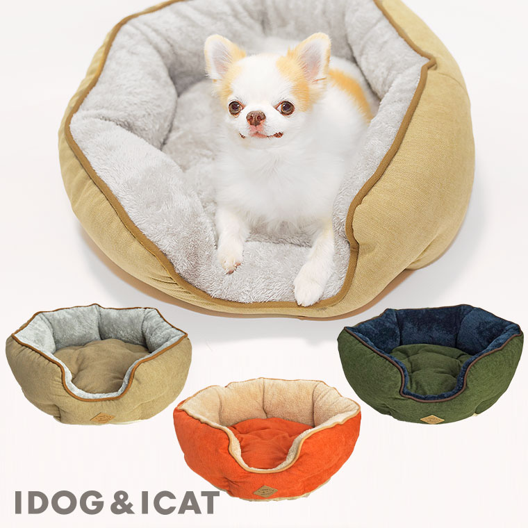 【 犬 猫 ベッド 】IDOG&ICAT パイピングラウンドベッド【 あす楽 翌日配送 】【 クッション マット カドラー ペットベット ペットソファ 犬のベッド 猫のベッド ドッグハウス 秋用 冬用 icat アイキャット i dog 楽天 】