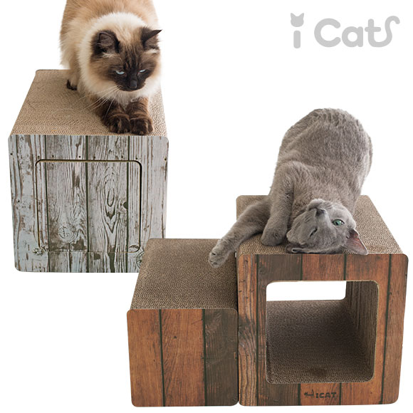 【 猫 爪とぎ 】iCat アイキャット オリジナル 飛び出すつめとぎ ウッディトンネル【 猫 ダンボール 爪とぎ 爪研ぎ 爪とぎ防止 爪研ぎ防止 猫用 猫用品 ねこ ネコ 猫の爪とぎ おしゃれ 子猫 】【 あす楽 翌日配送 】
