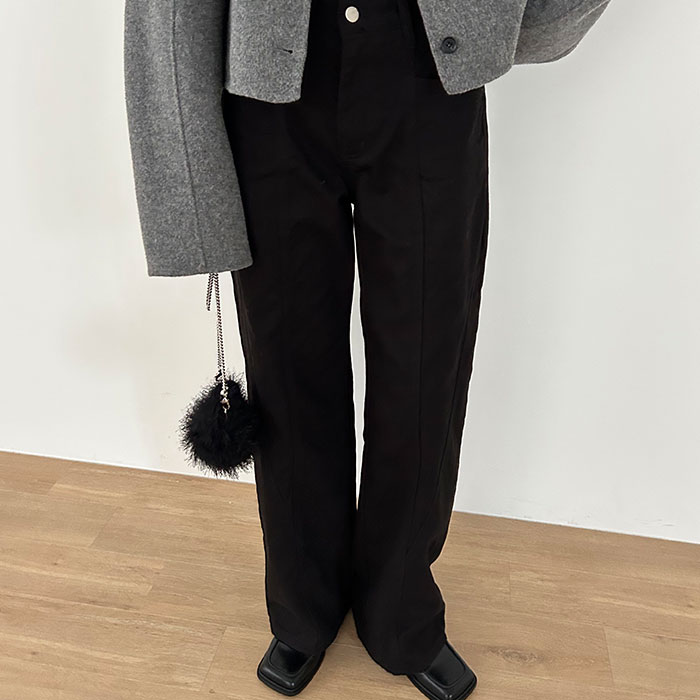 デザインステッチ コットンパンツ/レディース パンツ コットン モノトーン 韓国 Didot Didot.showroom