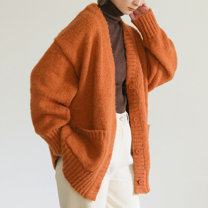 【SELECT MOCA】Vネックカラーニットカーディガン / レディース 秋 冬 Vネック オーバーサイズ ゆったり きれいめ ショート丈 ニット 前開き セレクトモカ select moca select moca モカのサムネイル