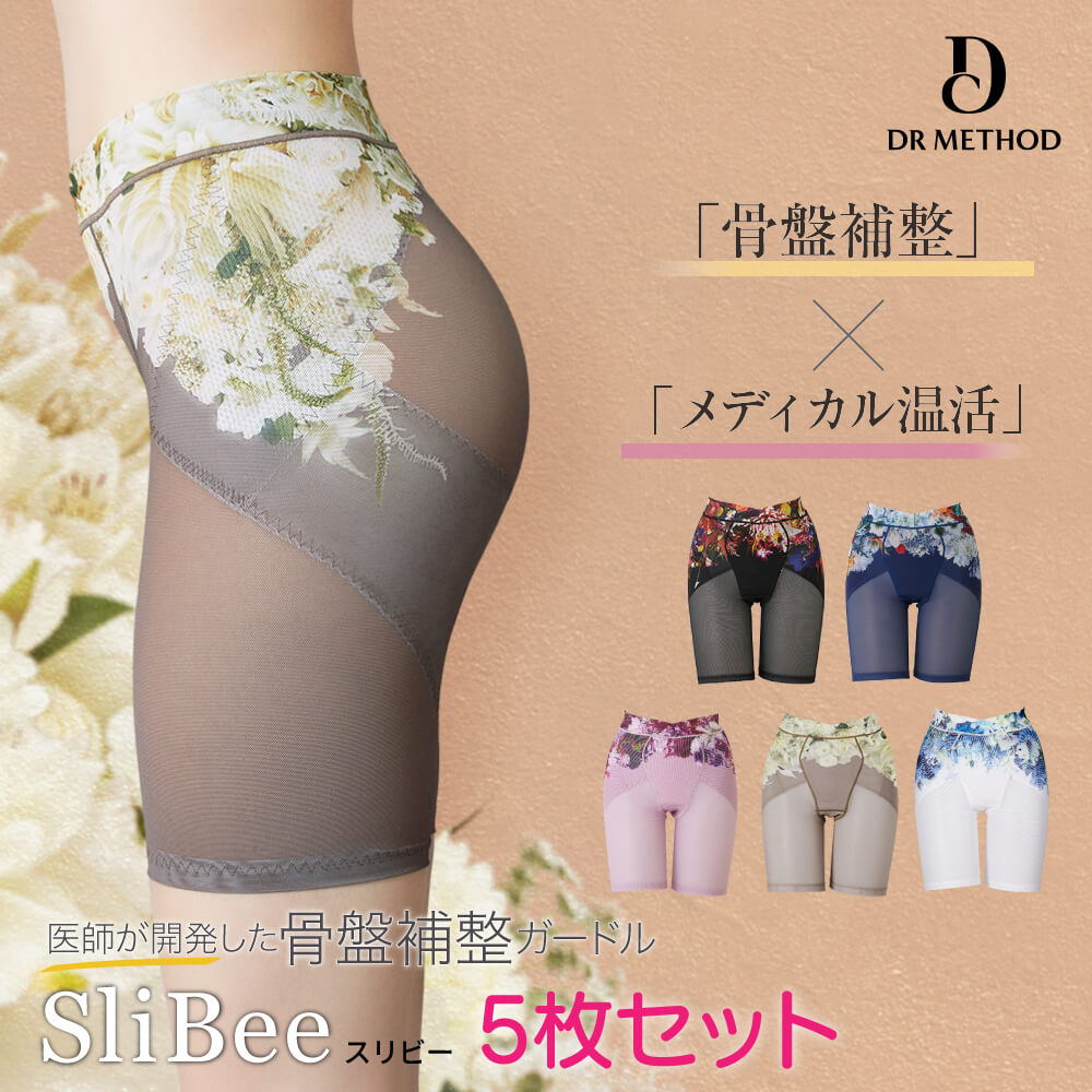 SliBee【5枚セット】ノーブルベージュ クラッシーネイビー グレースラベンダー サムシングブルー ドリーミーブラック スリビー デザインガードル 骨盤補整 ガードル 補整下着 スッキリ ガードルショーツ 大きいサイズ ぽっこりお腹