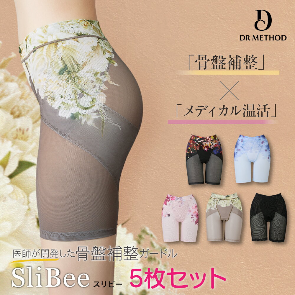 SliBee【5枚セット】ドリーミーブラック ラッフルブルー ドラマチックピンク ノーブルベージュ ブラック スリビー デザインガードル 骨盤補整 ガードル 補整下着 ガードルショーツ 大きいサイズ ぽっこりお腹