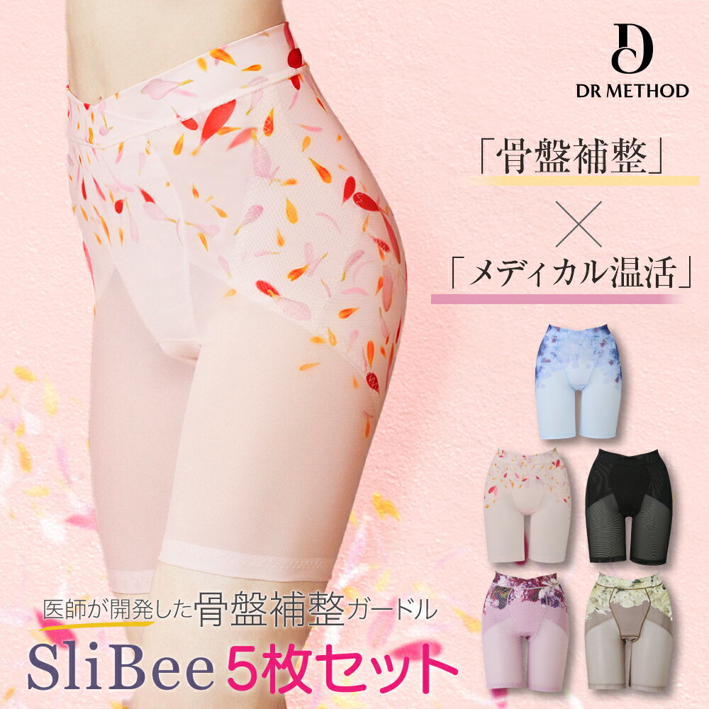 SliBee【5枚セット】ラッフルブルー スパークルピンク ブラック ノーブルベージュ グレースラベンダー スリビー デザインガードル 骨盤補整 ガードル 補整下着 スッキリ ガードルショーツ 大きいサイズ ぽっこりお腹 ヒップアップ