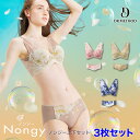 Nongy ノンジー上下3枚セット（パイルペタルピンク パイルペタルベージュ シェイディングブルー） バストケア ノンワ…