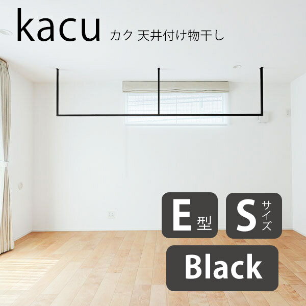 期間限定ポイント10倍 森田アルミ工業 kacu カク E型 Sサイズ 天井付け物干し ブラック KAC286E-BK W2885 H653