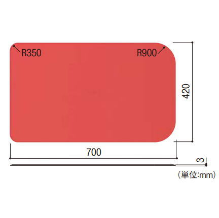 浴槽内や洗い場で足もとやお尻の滑りを防止し、安心して入浴できます。浴槽内、洗い場どちらでも使用できます。カーブの大きさを使い分けできるので、多くの浴槽にぴったりフィットします。浴槽に合わせて縦横カットできます。サイズ：700×420×3mm材質：合成ゴム重量：約1.6kg