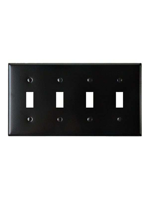 スチール4口スイッチプレートブラック JO185 おしゃれ かわいい レトロ アンティーク