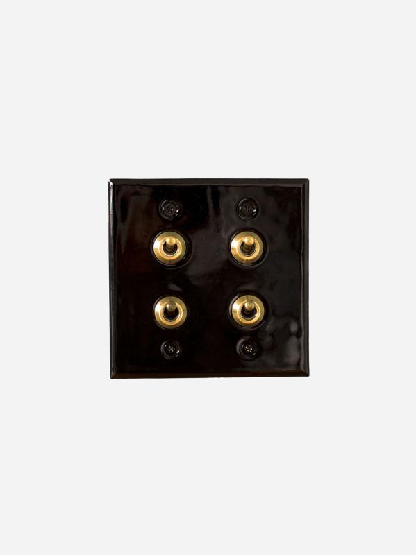 (1000円クーポン配布中) セラミックプレート4トグルスイッチ ブラック HS3112 おしゃれ かわいい レトロ アンティーク