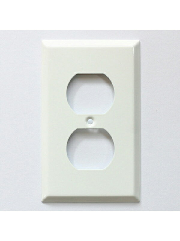 スチール 2口 コンセントプレート ホワイト JO039 おしゃれ かわいい レトロ アンティーク